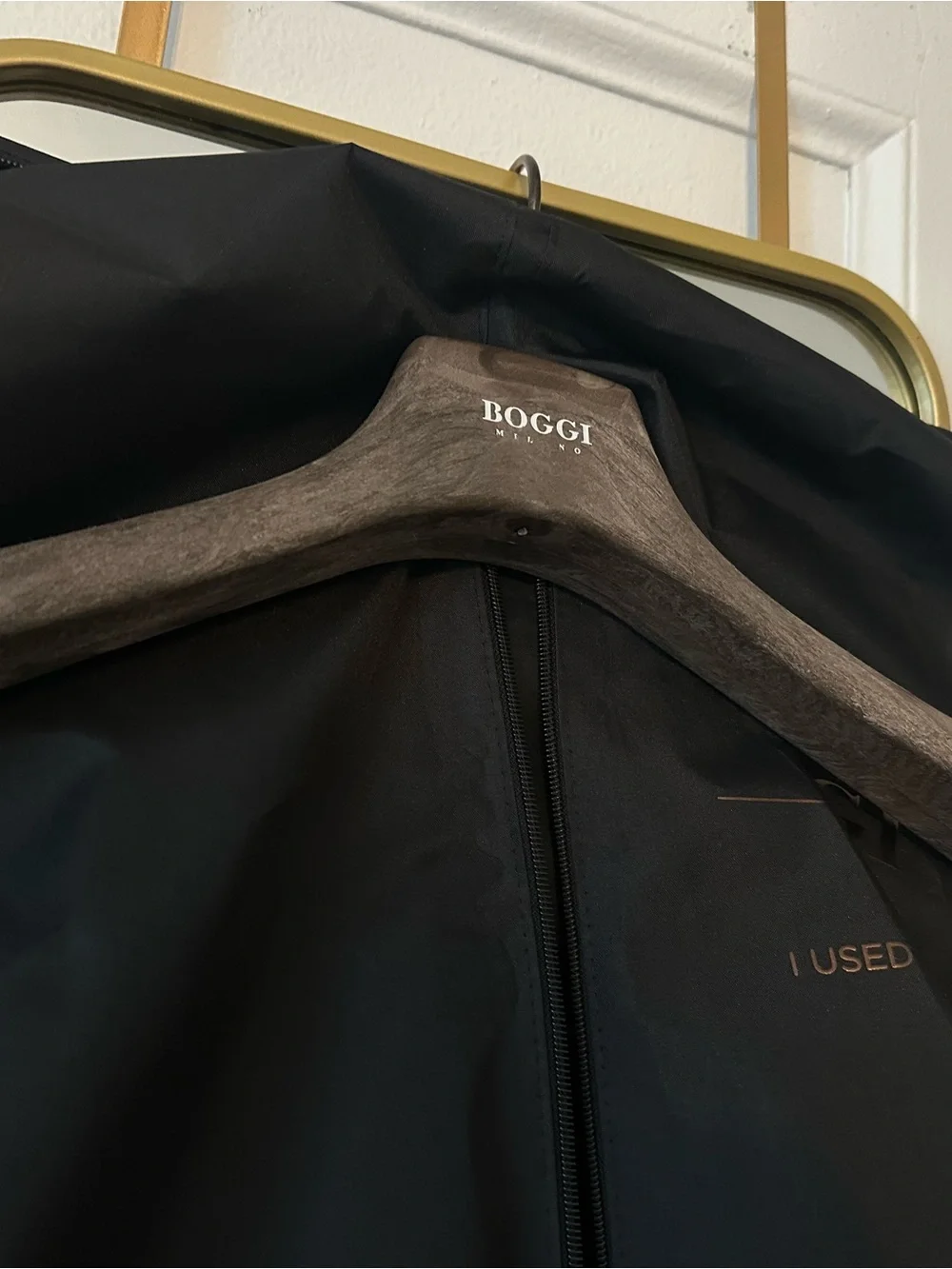 Boggi Milano Black Garment Bag with gold Metallic Logo